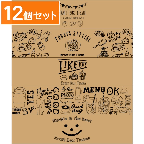 エルモア Kazaru×Krafty ラインアート ティッシュペーパー 5個パック 【×12個セット・まとめ買い】