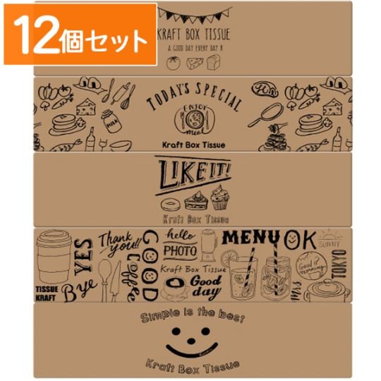 エルモア Kazaru×Krafty ラインアート ティッシュペーパー 5個パック : カミ商事 【×12個セット・まとめ買い】