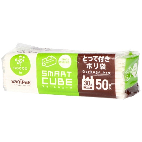 ccS39 スマートキューブ とって付きポリ袋 30L 半透明 nocoo in 50枚入 : 日本サニパック