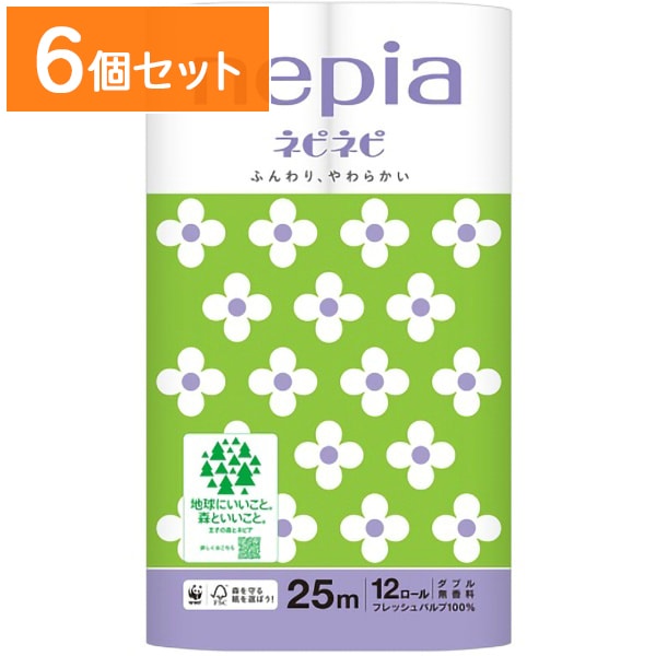 ネピア ネピネピ トイレットペーパー ダブル 12個入 : 王子ネピア 【×6個セット・まとめ買い】