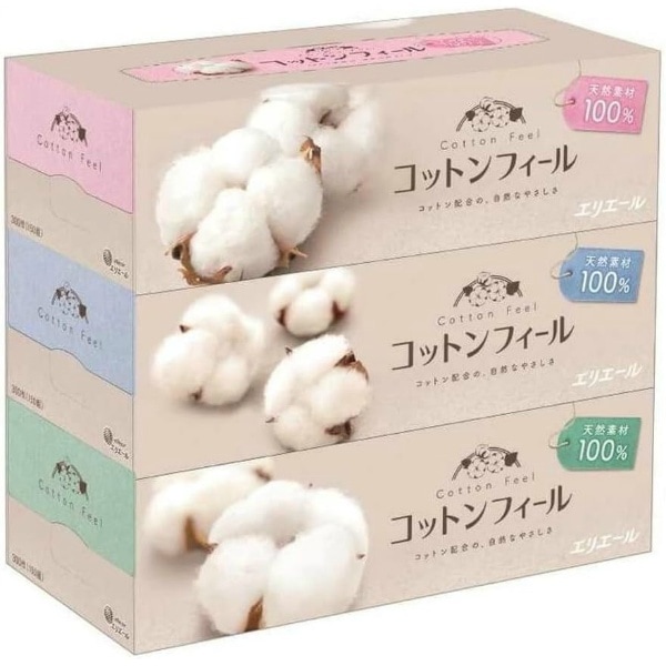 エリエール コットンフィール ティシュ 150組×3個 : 大王製紙