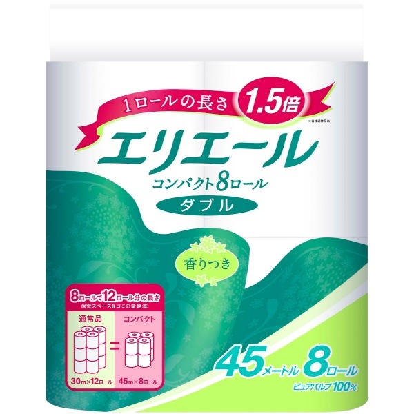 エリエール トイレツト コンパクト ダブル 8ロール : 大王製紙