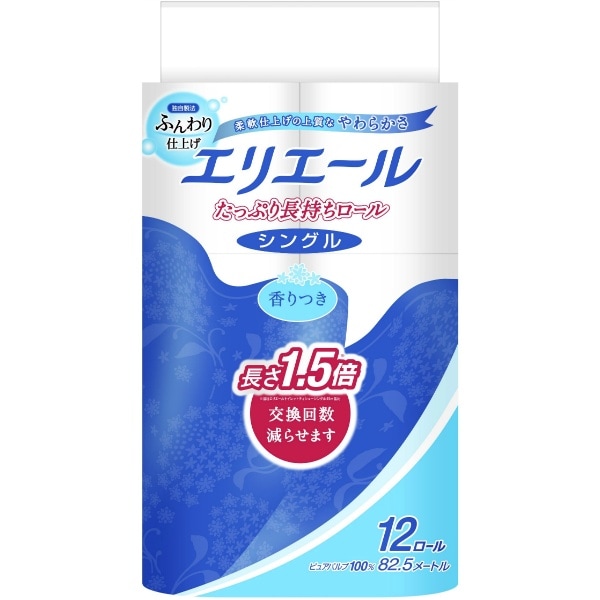 エリエール トイレットティシュー たっぷり長持ち シングル 12ロール : 大王製紙