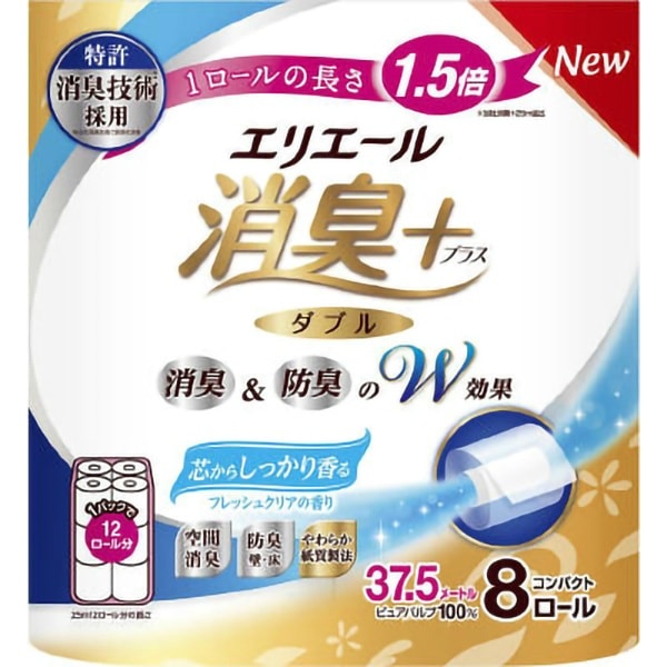 エリエール 消臭+ トイレット フレッシュクリア ダブル 8ロール : 大王製紙