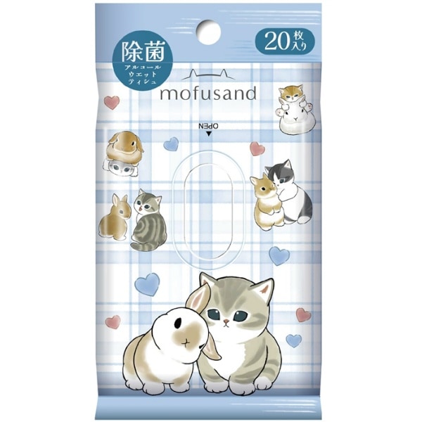 mofusand 除菌アルコール ウェットティシュ 20枚入 : ダイレイ