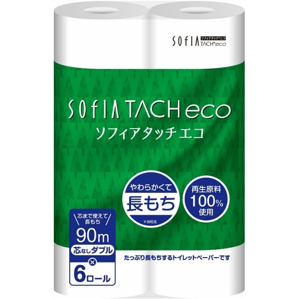 ソフィアタッチ エコ 古紙芯なし トイレット ダブル 6ロール : マスコー製紙