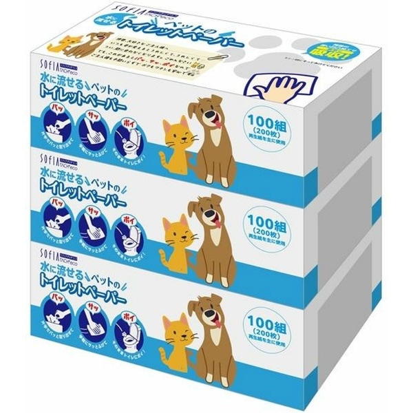 ソフィアタッチ ペット用 トイレット 100組×3個 : マスコー製紙