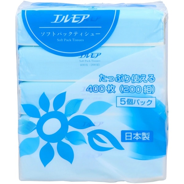 エルモア ソフトパックティシュー 5個入 : カミ商事
