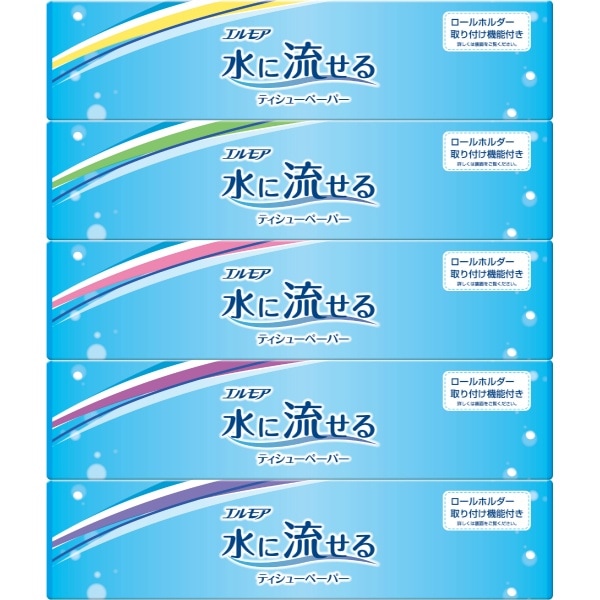 エルモア 水に流せるティシューペーパー 160組×5個 : カミ商事