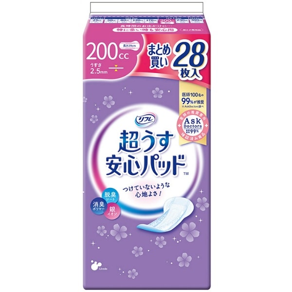 リフレ 超うす安心パッド まとめ買いパック 200cc 28枚入 : リブドゥコーポレーション