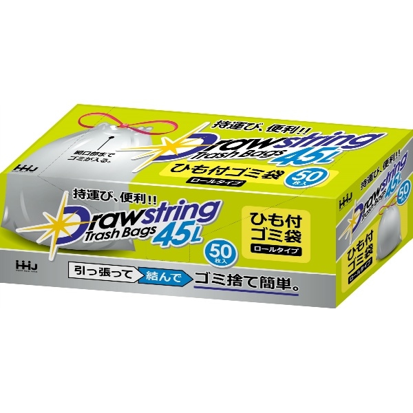RD45 紐付きロールゴミ袋 半透明 45L 50枚入 : ハウスホールドジャパン