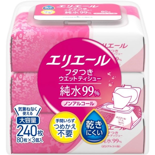 エリエール フタつきウエットティシュー 純水99% 240枚入 : 大王製紙