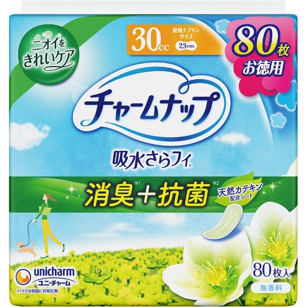 チャームナップ 吸水さらフィ 消臭・抗菌タイプ 30cc 80枚入 : ユニ・チャーム（ユニチャーム）