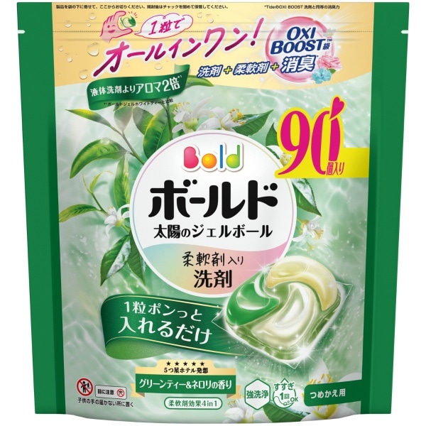 ボールド ジェルボール4D グリーンティー&ネロリの香り 詰替え テラジャンボサイズ 90個入 : P&G