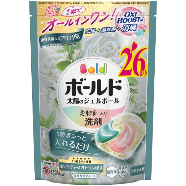 ボールド ジェルボール4D ホワイトティー&フローラルの香り 詰替え ハイパージャンボサイズ 28個入 : P&G