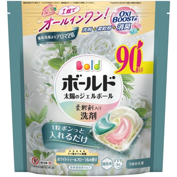 ボールド ジェルボール4D ホワイトティー&フローラルの香り 詰替え テラジャンボサイズ 90個入 : P&G