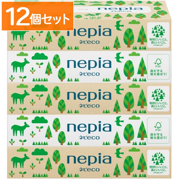 ネピア ネピECOティシュ 200組×5個 : 王子ネピア 【×12個セット・ケース販売】