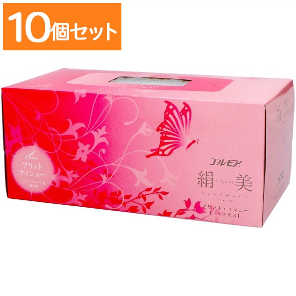 エルモア 絹美 スタイリッシュピンク ティッシュ 200組×1個 : カミ商事 【×10個セット・ケース販売】