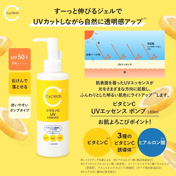 ��SPF50+��PA++++��cyclear �������ꥢ �ӥ��ߥ�C �饤�ȥ��å� UV���å��� �ݥ�� 180ml : ��������