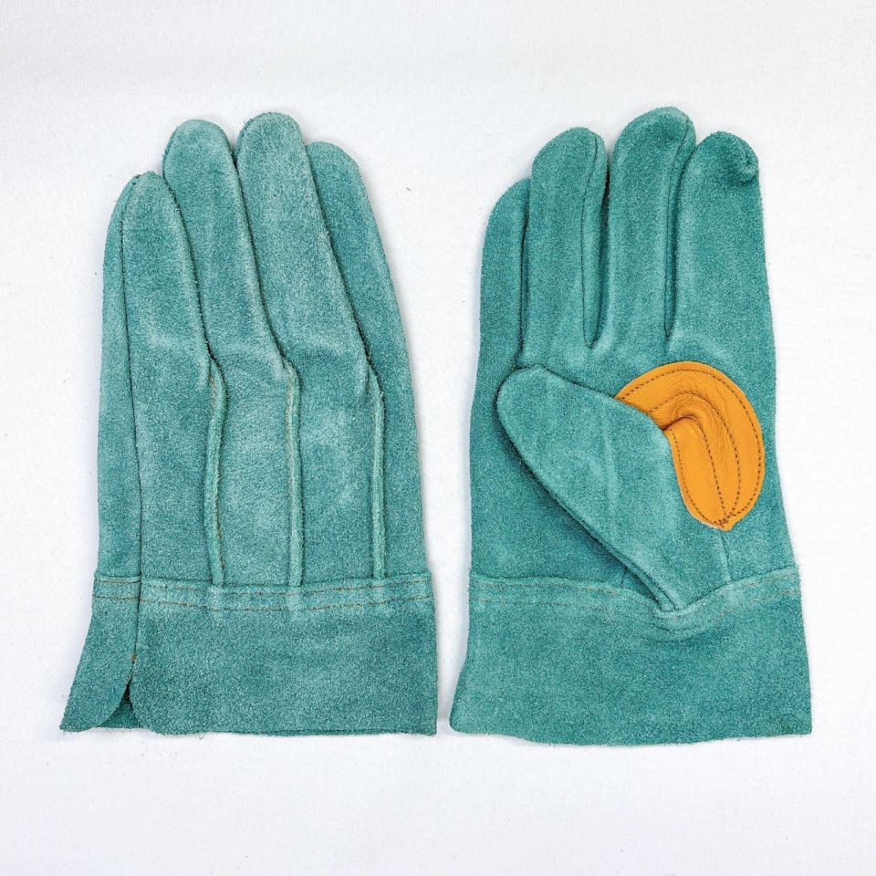 床革背縫い手袋　黄当付　オイル加工　12双入り　鳶　土木・建築　熔接　解体　重機運転　OS-105