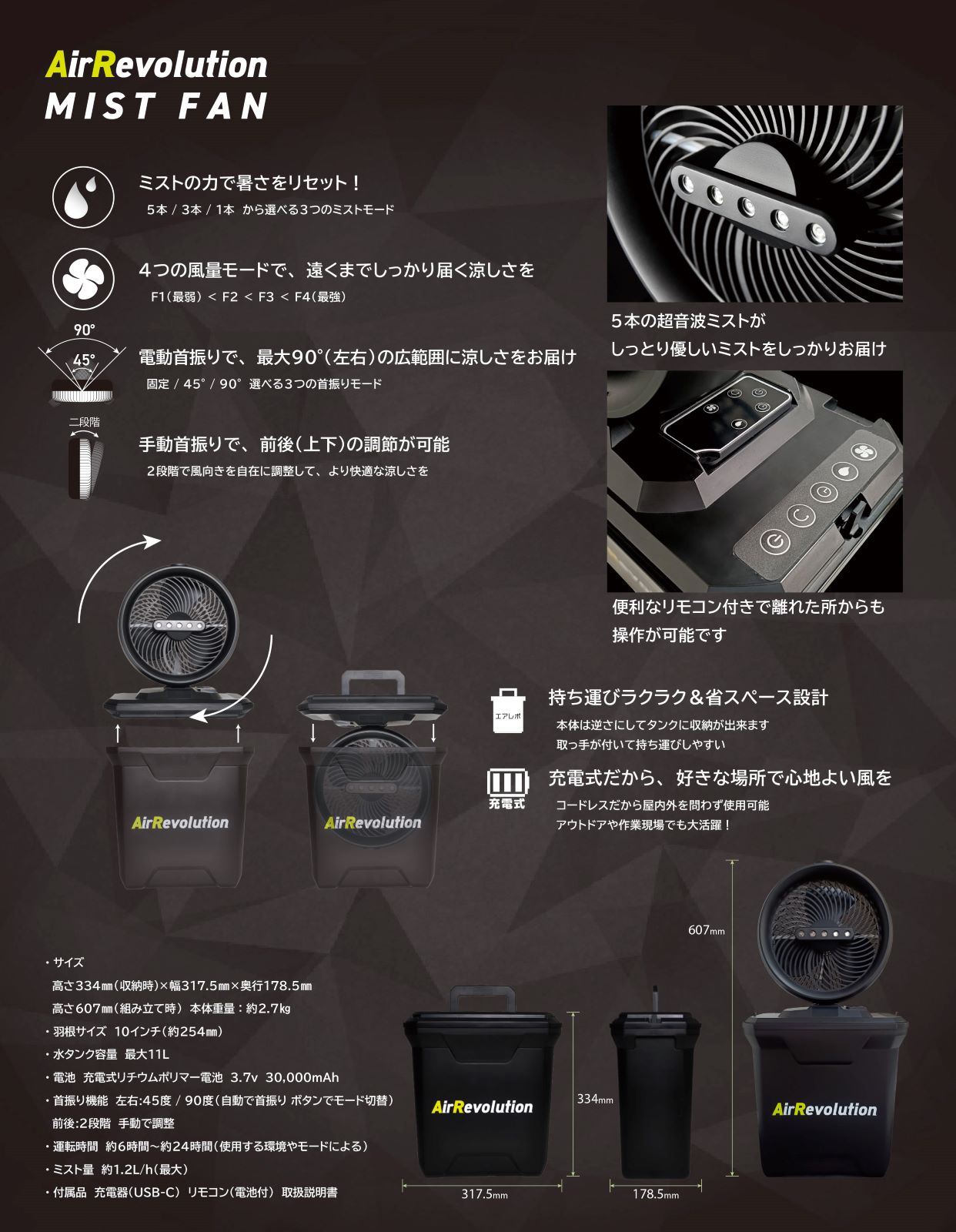 涼風と快適さを、どこにでも エアレボリューションミストファン｜足場