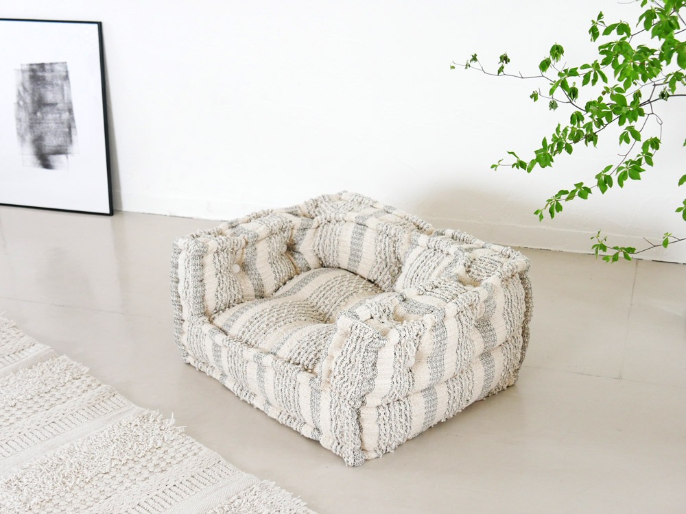 【adepeche/アデペシュ】ブロックマルチ キッズソファ ベージュ