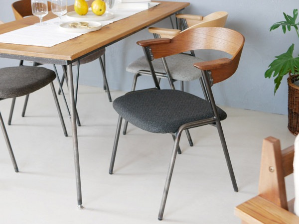 【adepeche/アデペシュ】ダニス ショートアームチェア ファブリック ブラウン×チャコールモッシュブラック 