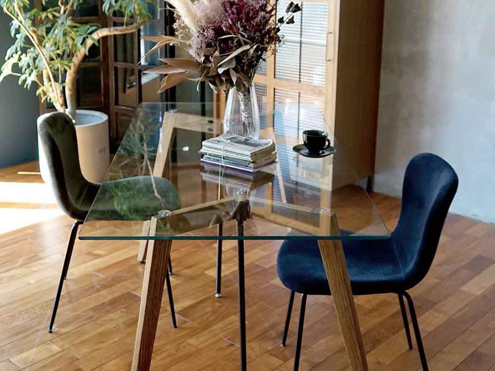 【adepeche/アデペシュ】G-knot ガラステーブル スクエア 1500