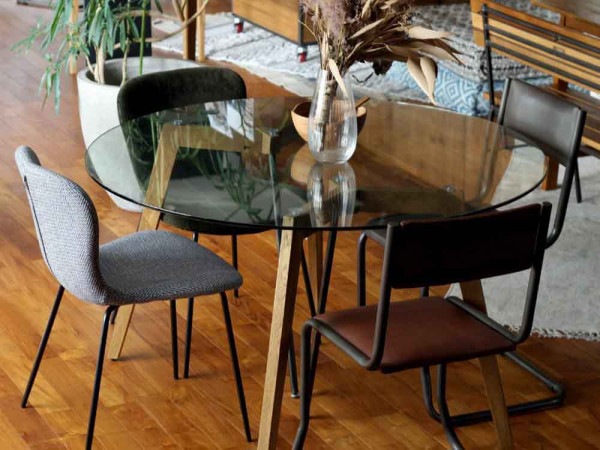 【adepeche/アデペシュ】G-knot ガラステーブル ラウンド 1200