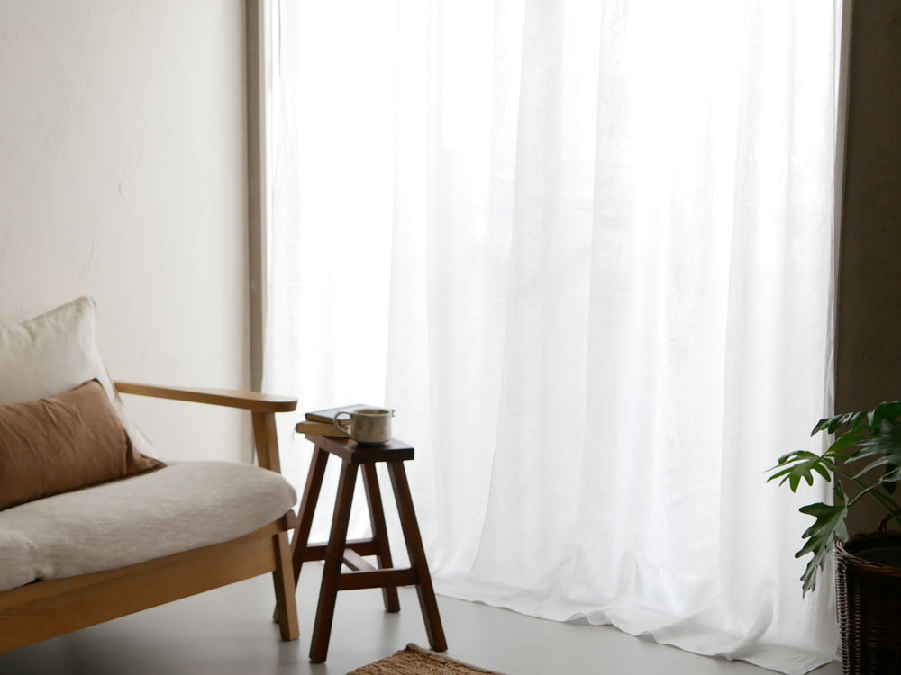【natsusobiku】リネンのクリップ留めカーテン 1枚 L W130×H230cm ホワイト|ITEM - ALL