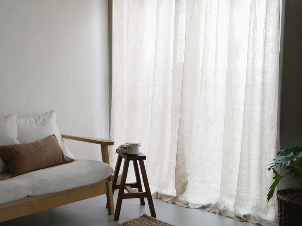 natsusobiku】リネンのクリップ留めカーテン 1枚 L W130×H230cm