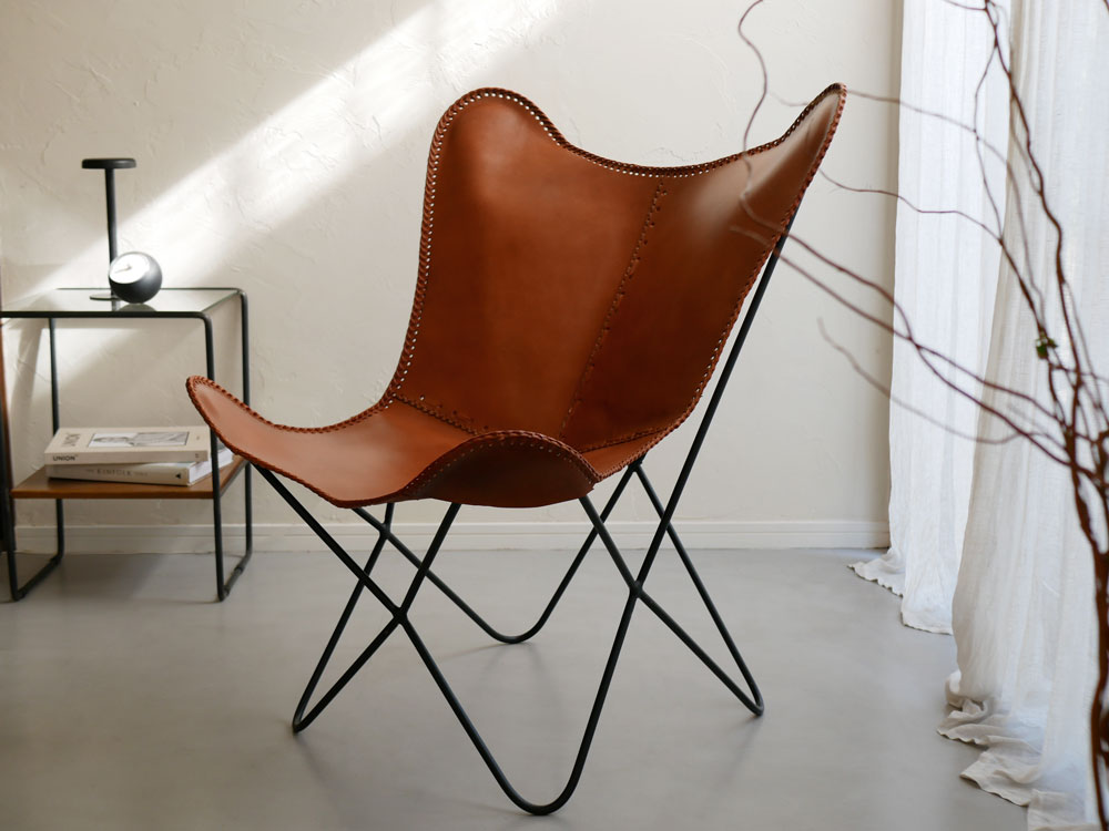 WRAPS/ラップス】アイアンレザーバタフライチェア 【メーカー