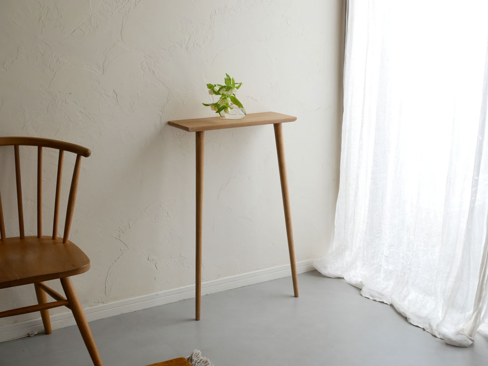 Comore Sun】チーク立てかけコンソールテーブル エイジング仕上げ