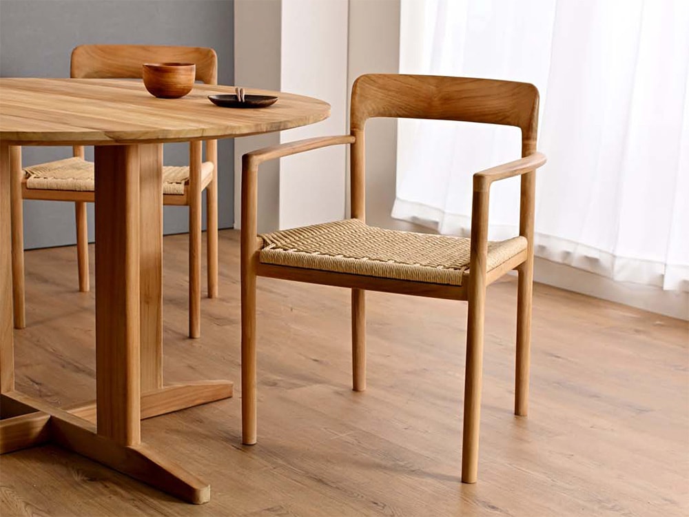 サンフラワーラタン ダイニングチェア チーク 幅59cm 100周年記念