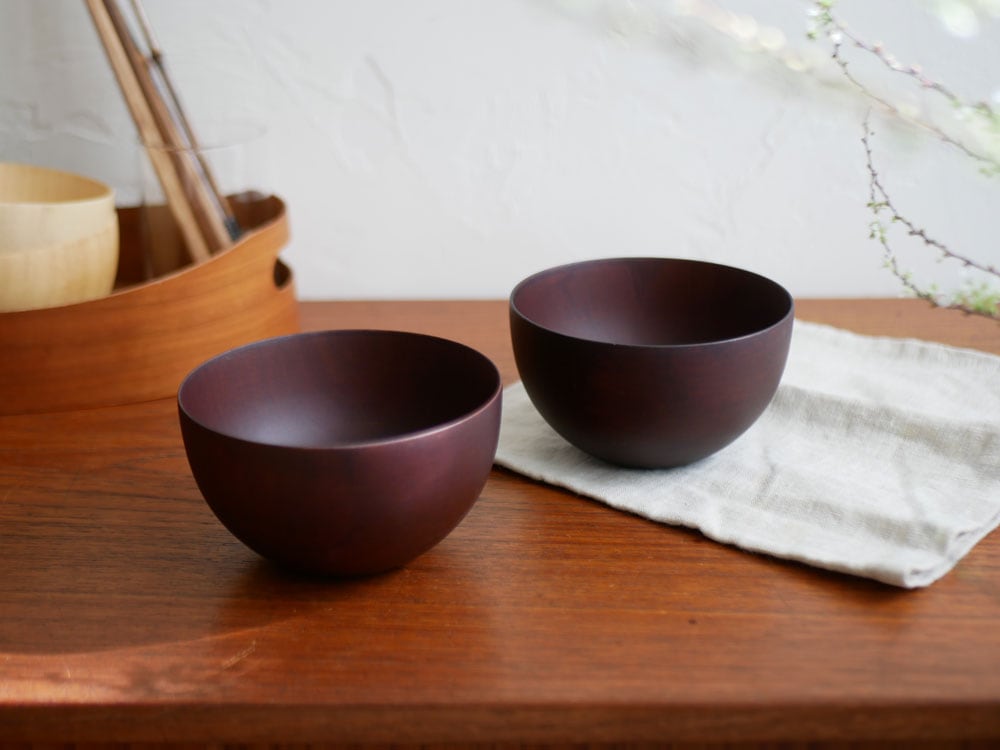 【木の器】食洗機対応 天然木のマルチボール M 丸形 ブラウン - 2個セット|全ての商品
