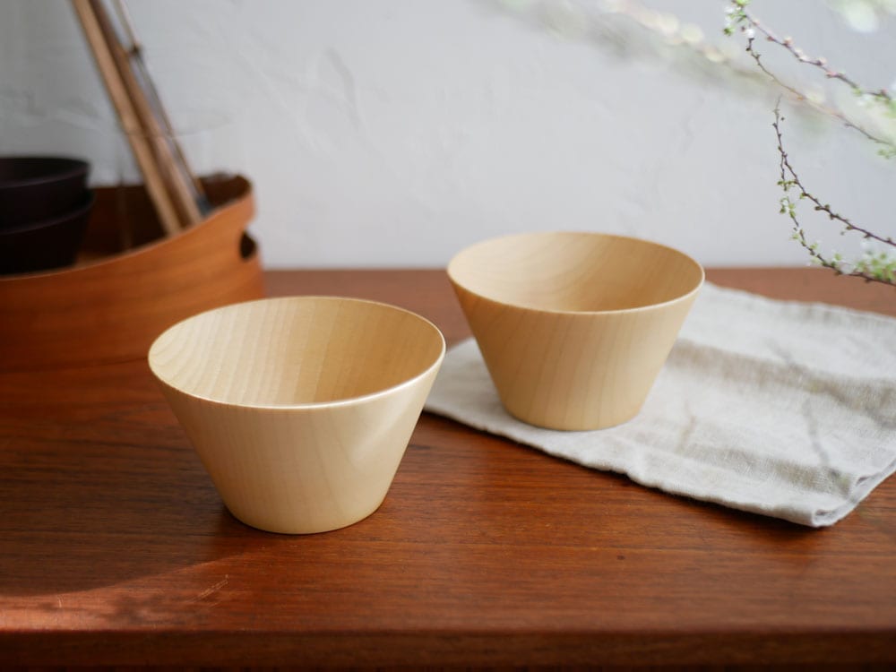 【木の器】食洗機対応 天然木のマルチボール M 台形 ナチュラル - 2個セット|全ての商品
