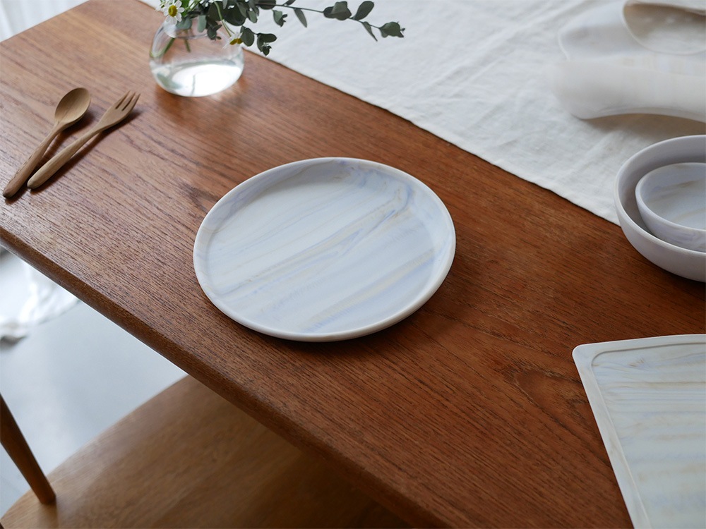 【eeveve/イービーブ】大人色のシリコンキッズテーブルウエア シリコンプレート ラージ /Marble Autumn Gold