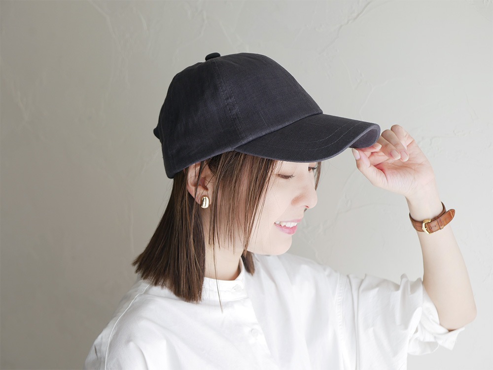 【shesay/シセイ】さらっと被れる爽やかなリネンキャップ ダークグレー