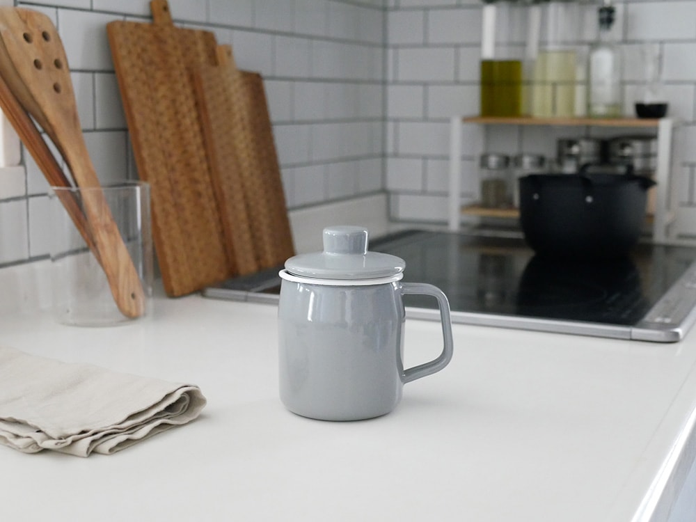 【富士ホーロー】オイルポット ・カートリッジ 0.35L ライトグレー