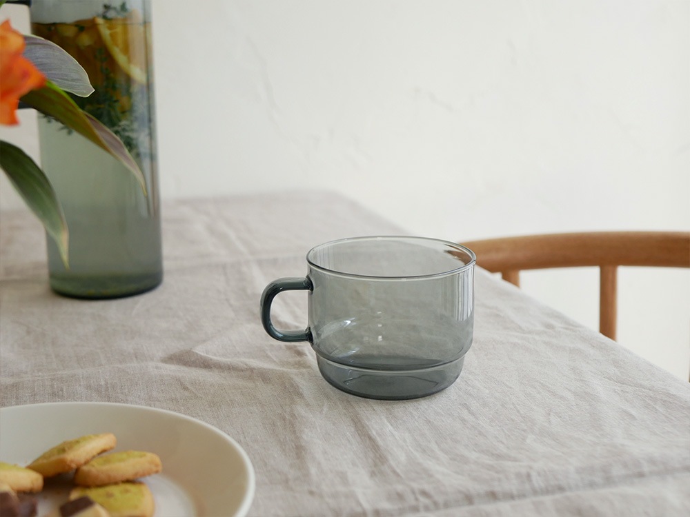 【HARIO/ハリオ】日本製耐熱ガラス スタックマグ グレー