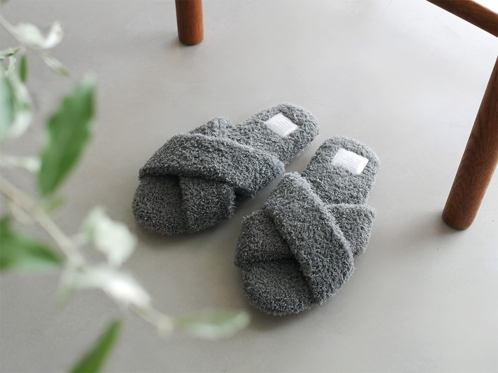 【sarasa design/サラサデザイン】洗える抗菌消臭パイルスリッパ クロス チャコールグレー|すべての商品
