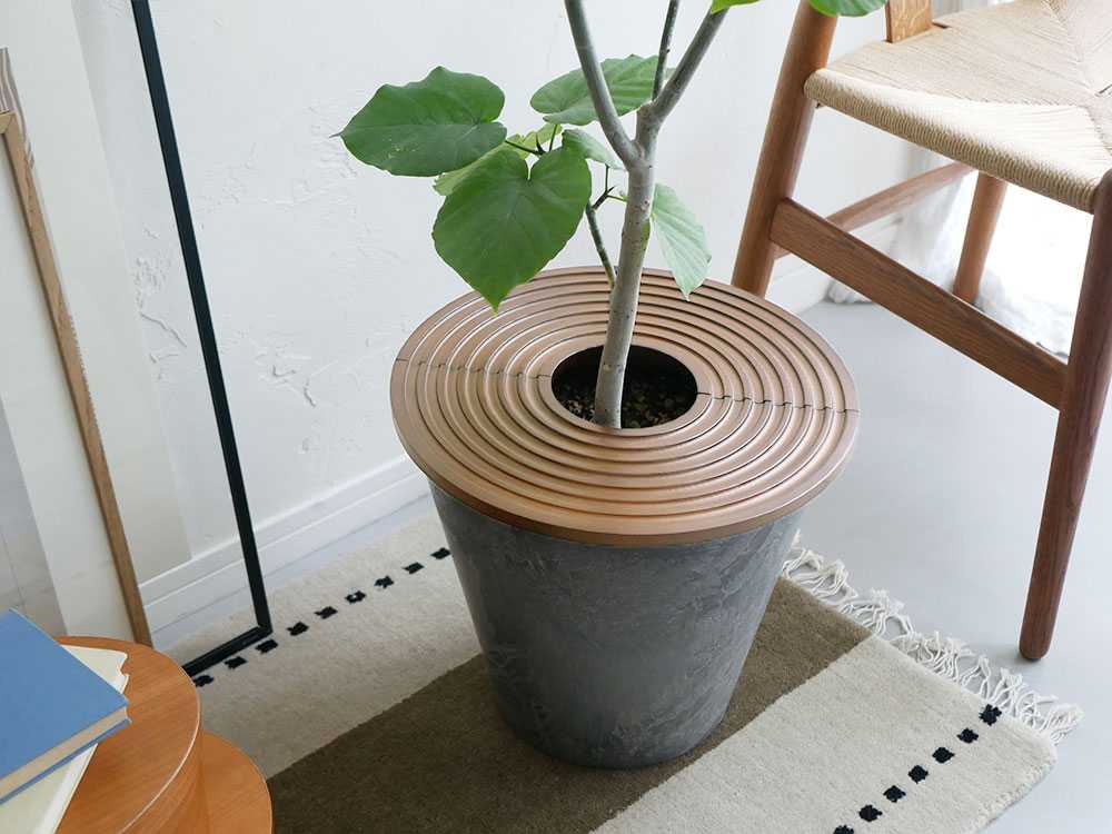 【amabro/アマブロ】土が隠せるウッドプラントテーブル サークル Sサイズ / ブラウン