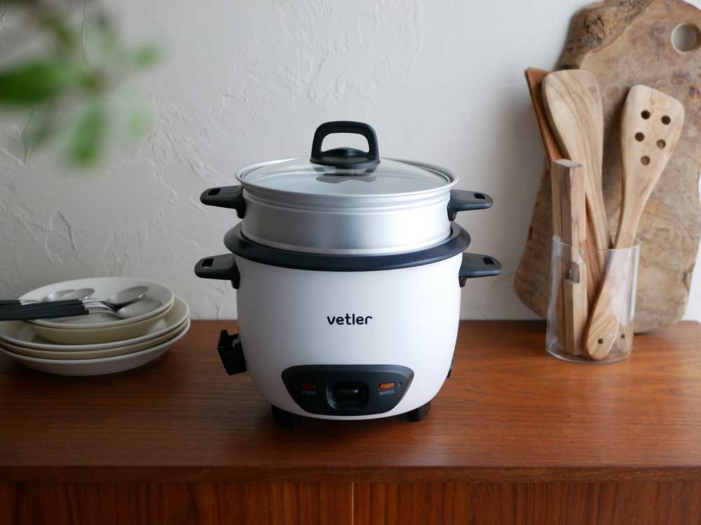 【VETLER/ヴェトラー】時短調理 2段電気鍋イージークッカー ボルトン ホワイト