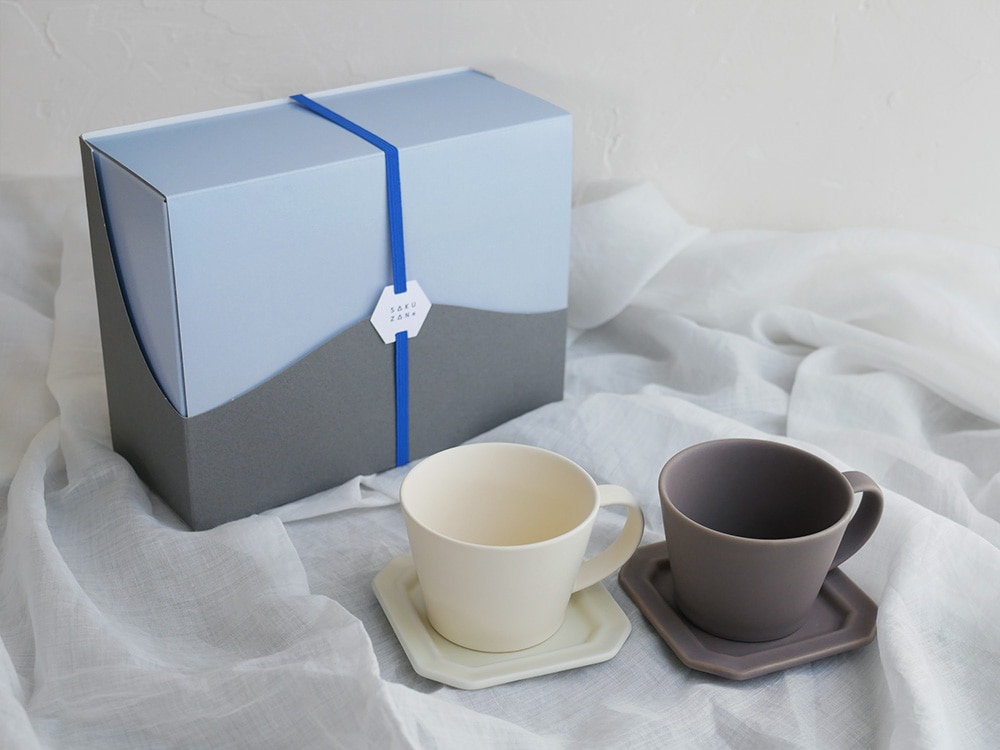 SAKUZAN】Sara コーヒーカップ / ソーサー ギフトセット クリーム