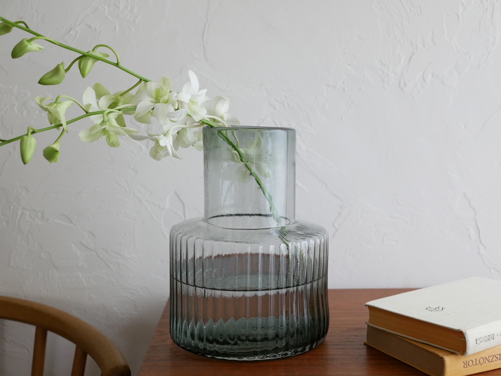 【shesay/シセイ】GLASSフラワーベース プロップ ワイド グレー|すべての商品
