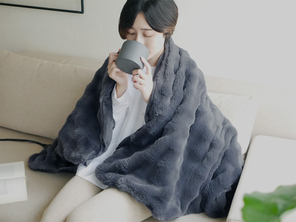 電気毛布❤️190x130cm グレー ふわふわ 手触り抜群 9段階調整 大きい QUADS/クワッズ】ずっと触れたくなる掛敷両用電気毛布 toron