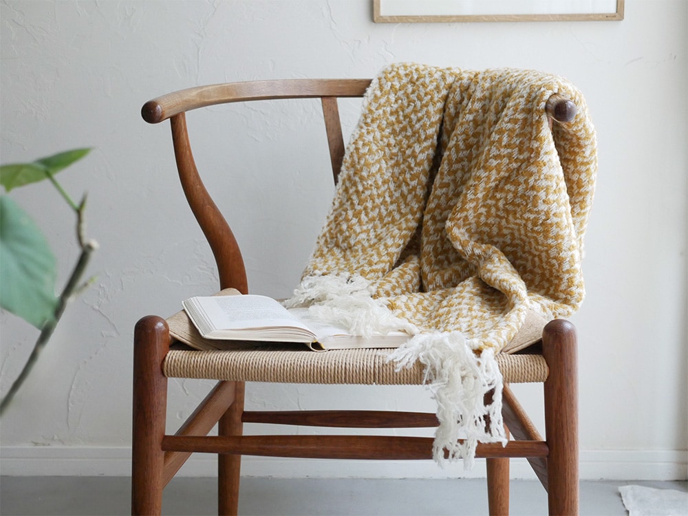 shesay/シセイ】ウールブランケット「レジャリー」 S マスタード