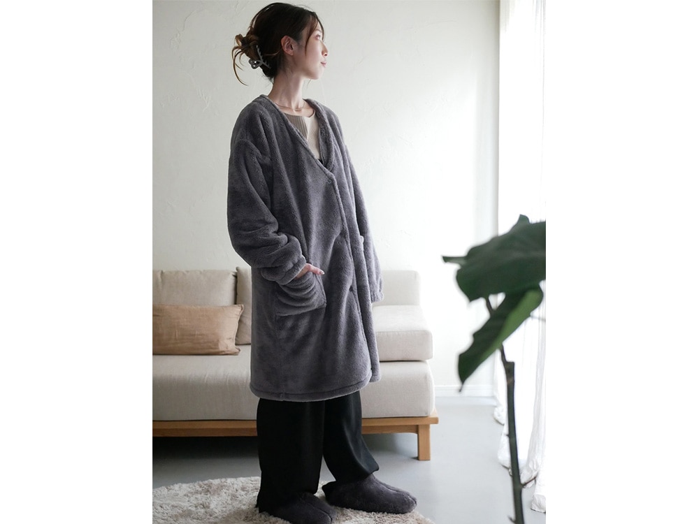 【Le bois/ルボア】 ルームカーディガン ダークグレー|すべての商品