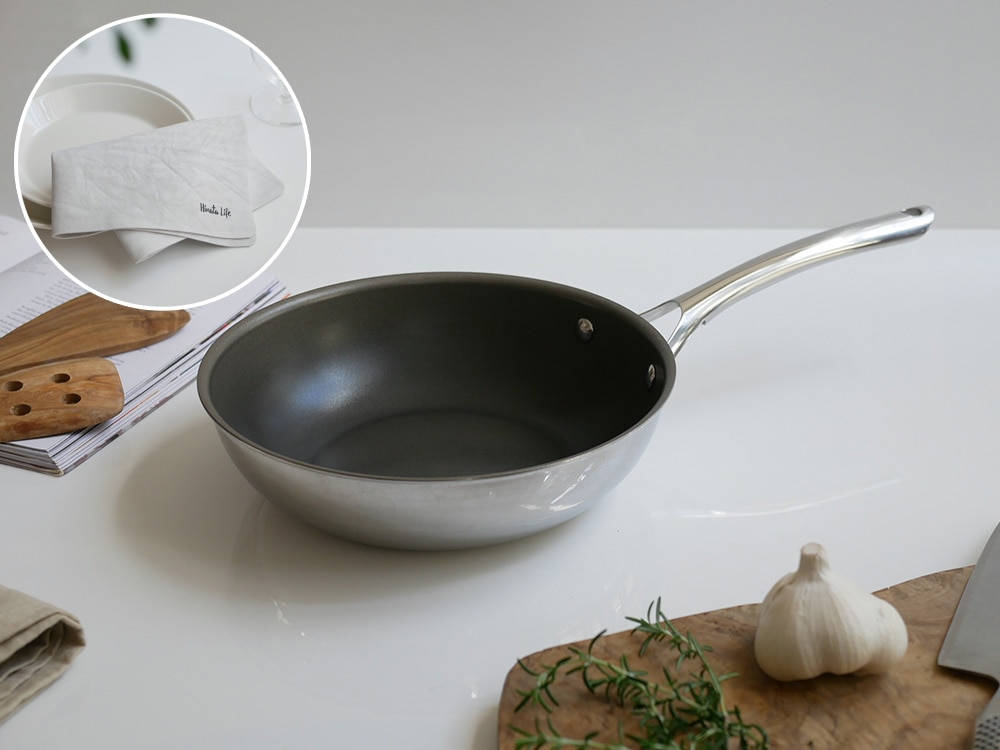 【CORELLE/コレール】こびりつきにくい次世代フライパン Wok pan 24cm《HinataLife限定セット》