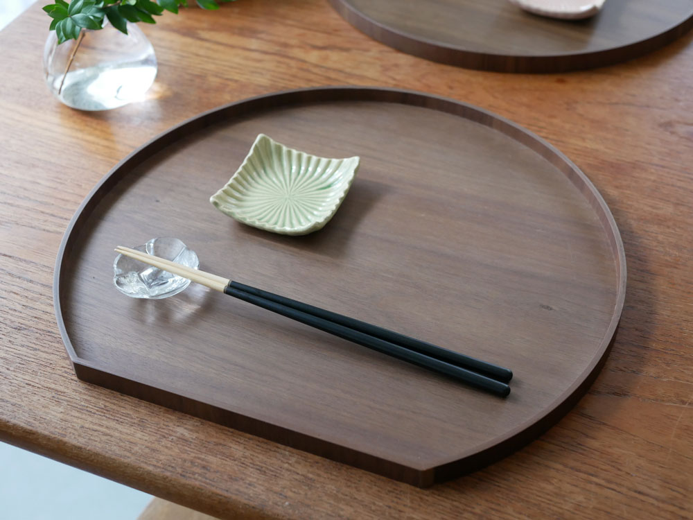 【木の器】天然木の半月盆 ウォールナット